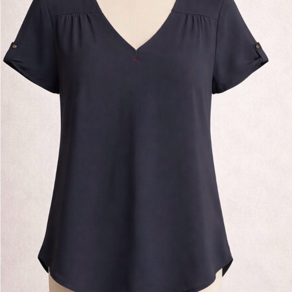 Lily White Navy V-Neck Blouse